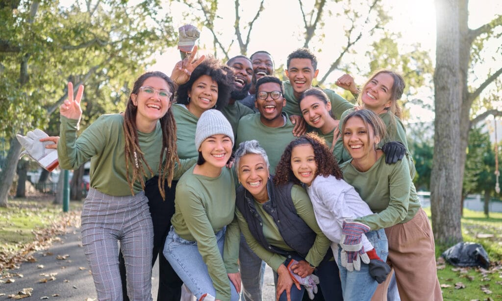 a group of people posing for a photo